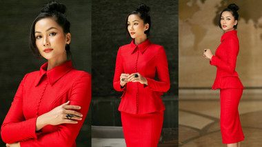 Hoa hậu H'Hen Niê 'đỏ rực', thần thái rạng ngời tuyên truyền phòng, chống mua bán người