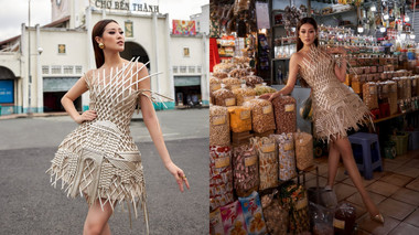 Hoa hậu Khánh Vân giới thiệu chợ Bến Thành trong trang phục mang đến Miss Universe 