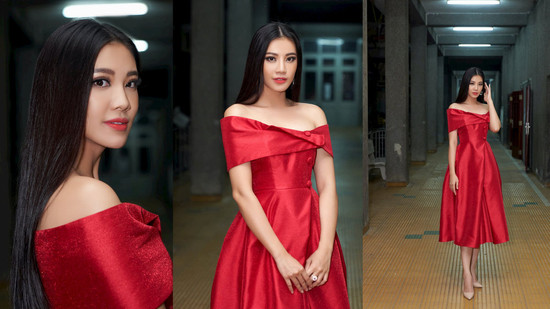 Á hậu Kim Duyên diện đầm đỏ thanh lịch, khoe vóc dáng thon gọn sau khi giảm 4kg