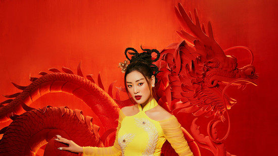Hoa hậu Khánh Vân gửi nhiều lời chúc trong bộ ảnh lấy cảm hứng từ Rồng ngày Tết